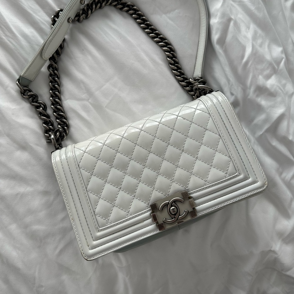 Chanel grey small boy bag